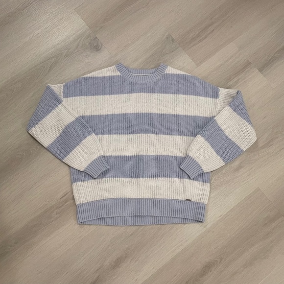 Hollister Sweaters - Blue and White Striped Crew Neck Sweater - Hollister (XS)